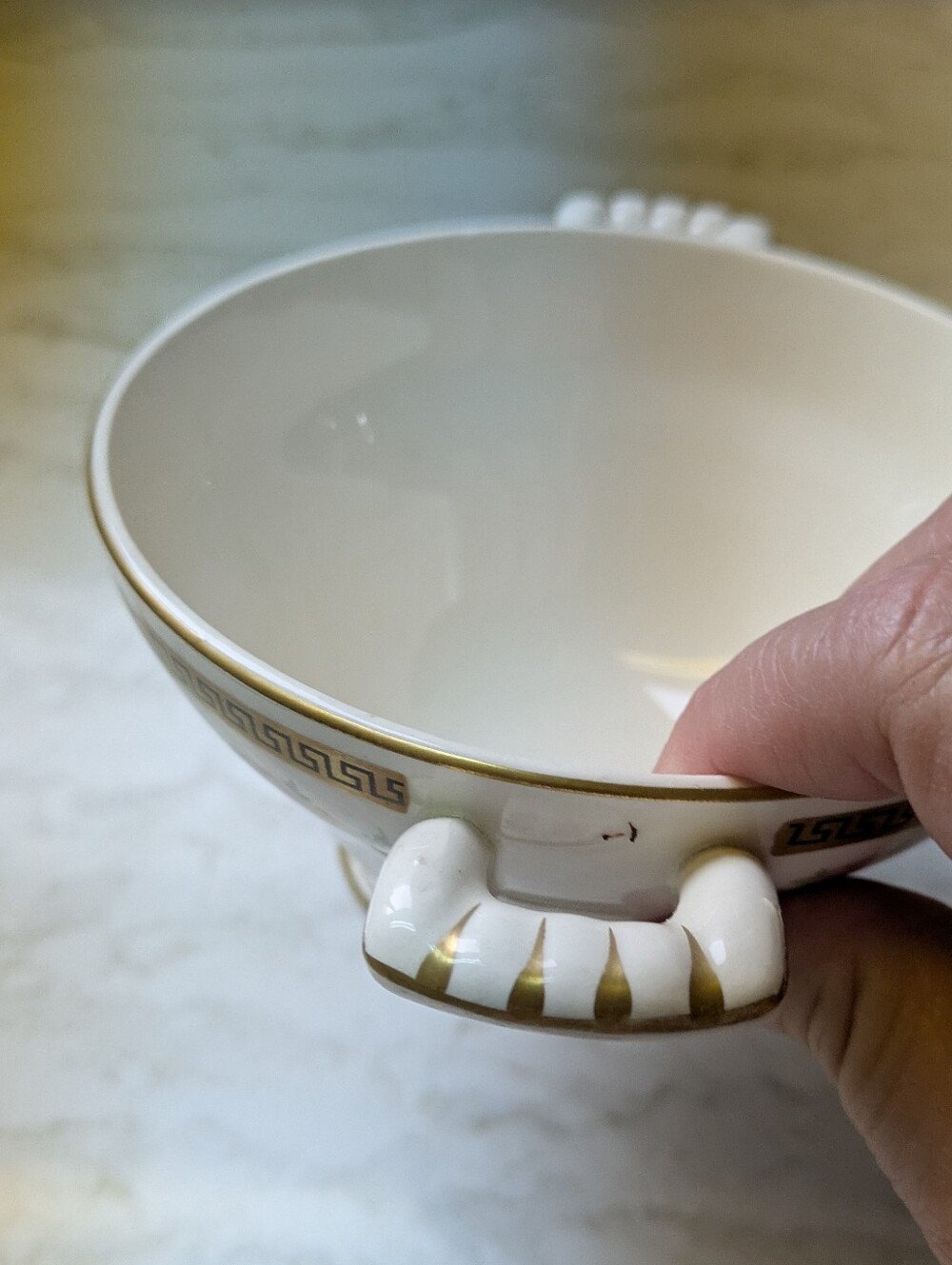 Edwin M. Knowles Floral Porcelain Covered Sugar Bowl with Gold Trim - Picture 10 of 13